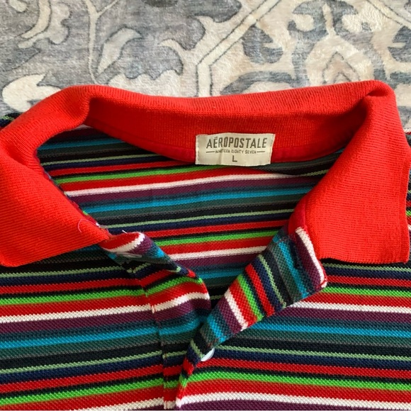 Aeropostale Multi-Colored Striped Polo Size L - Picture 3 of 4